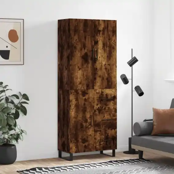 Witrynka przydymiony dąb 69,5x34x180 cm materiał drewnopochodny Lumarko! - Hurtownia wielobranżowa Lumarko Cena promocyjna